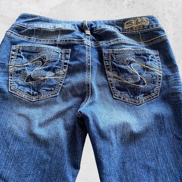 Silver Jeans 29 x 33 Aiko Bootcut Medium Wash Distressed Denim Jeans Low Y2k - Picture 5 of 8